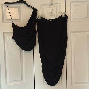Brand new express one shoulder top and midi skirt